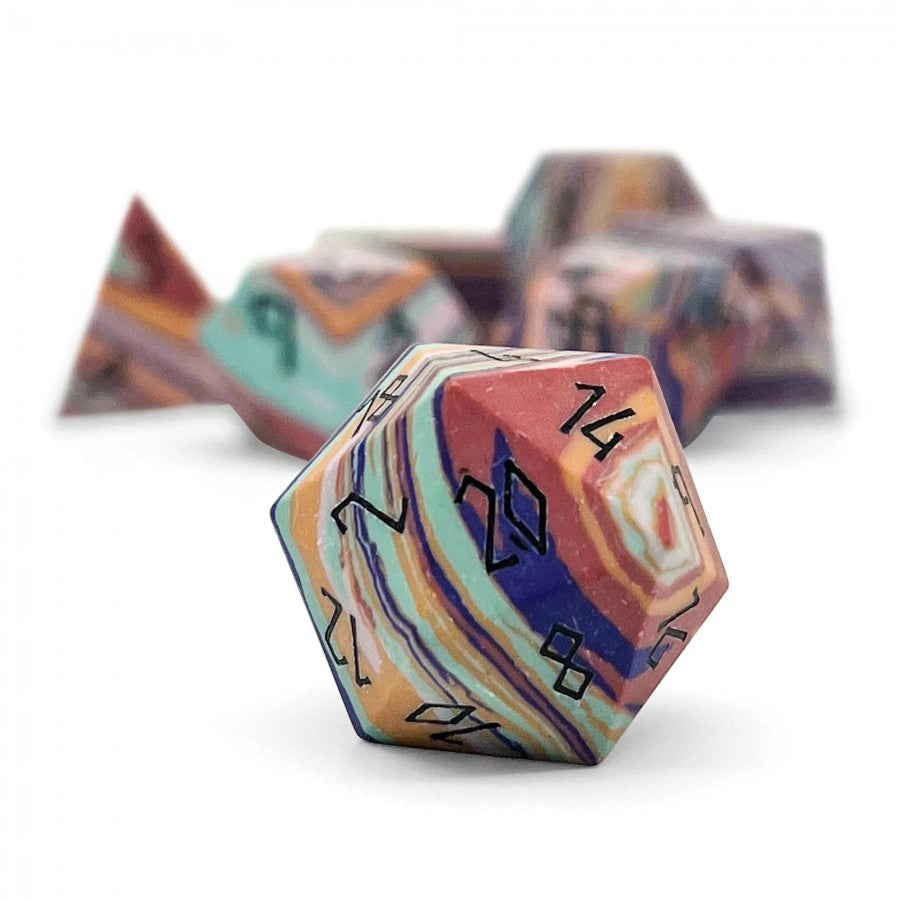 Norse Foundry Stone Dice: Turquois - Banded Rainbow