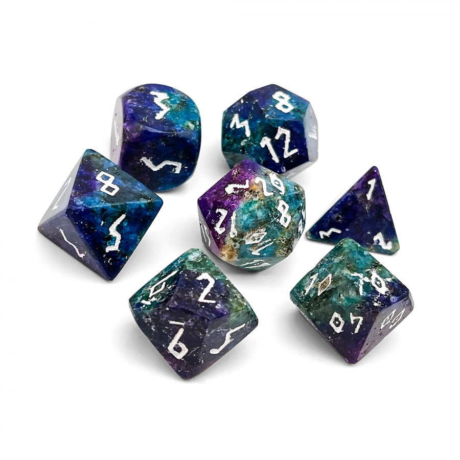 Norse Foundry Stone Dice: Sesame Jasper - Blue & Purple