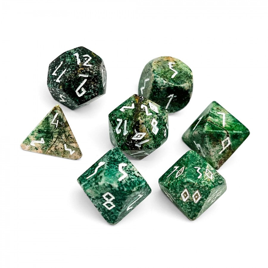 Norse Foundry Stone Dice: Coral Fossil - Dark Green