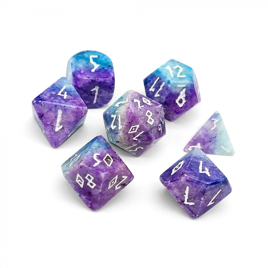 Norse Foundry Stone Dice: Blue & Purple Barite