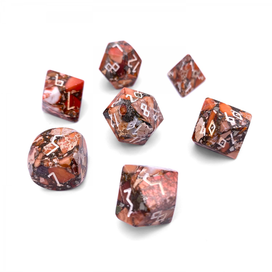 Norse Foundry Stone Dice: Bronzite Lapis w/ Orange Imperial Jasper