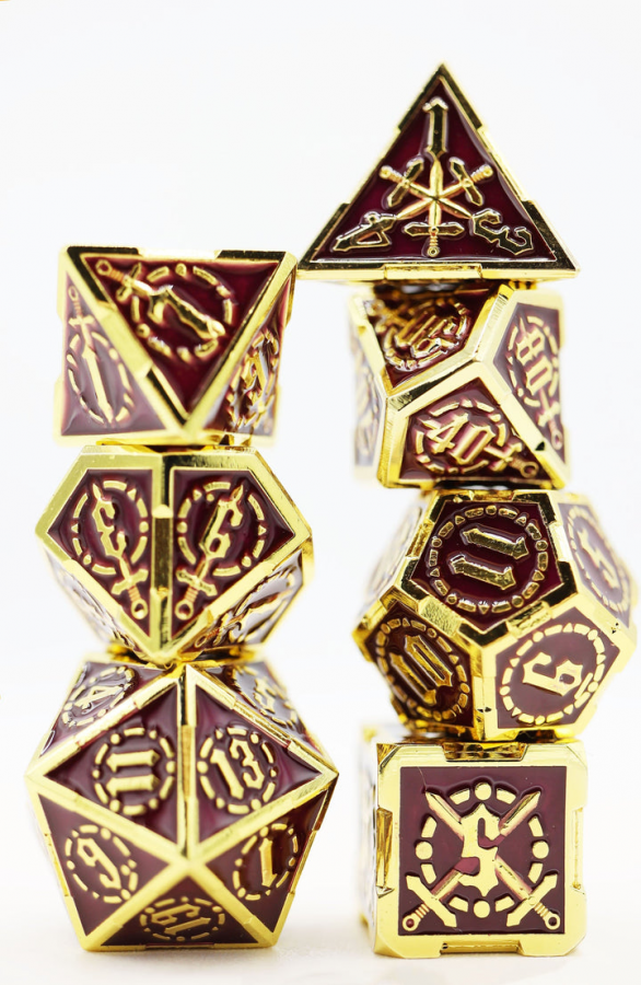 Foam Brain Metal Dice: Crossed Swords - Royal Amethyst Sword