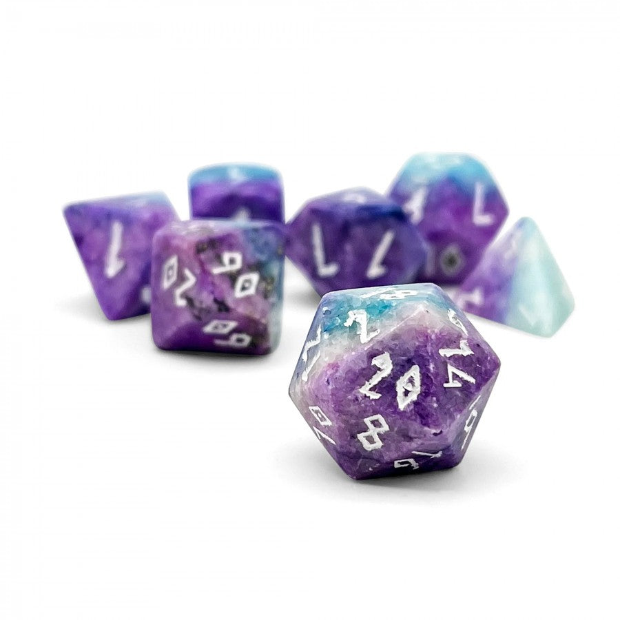 Norse Foundry Stone Dice: Blue & Purple Barite