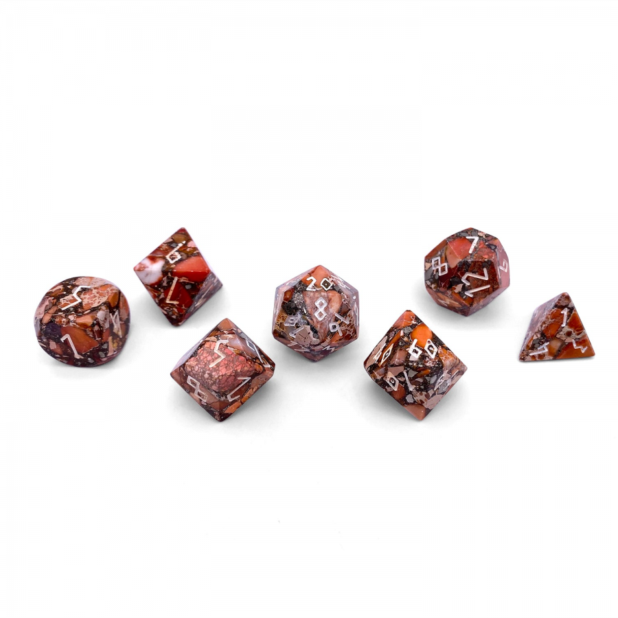 Norse Foundry Stone Dice: Bronzite Lapis w/ Orange Imperial Jasper
