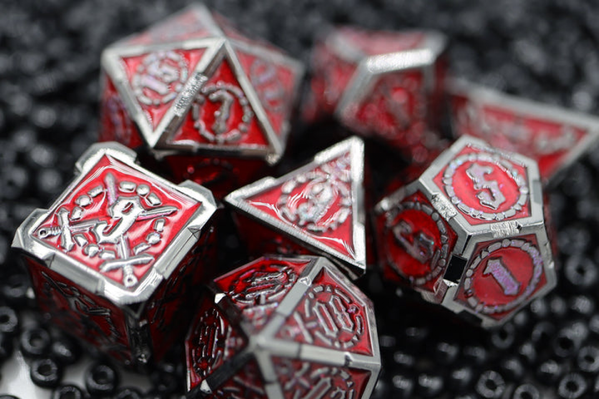 Foam Brain Metal Dice: Crossed Swords - Blood Sword