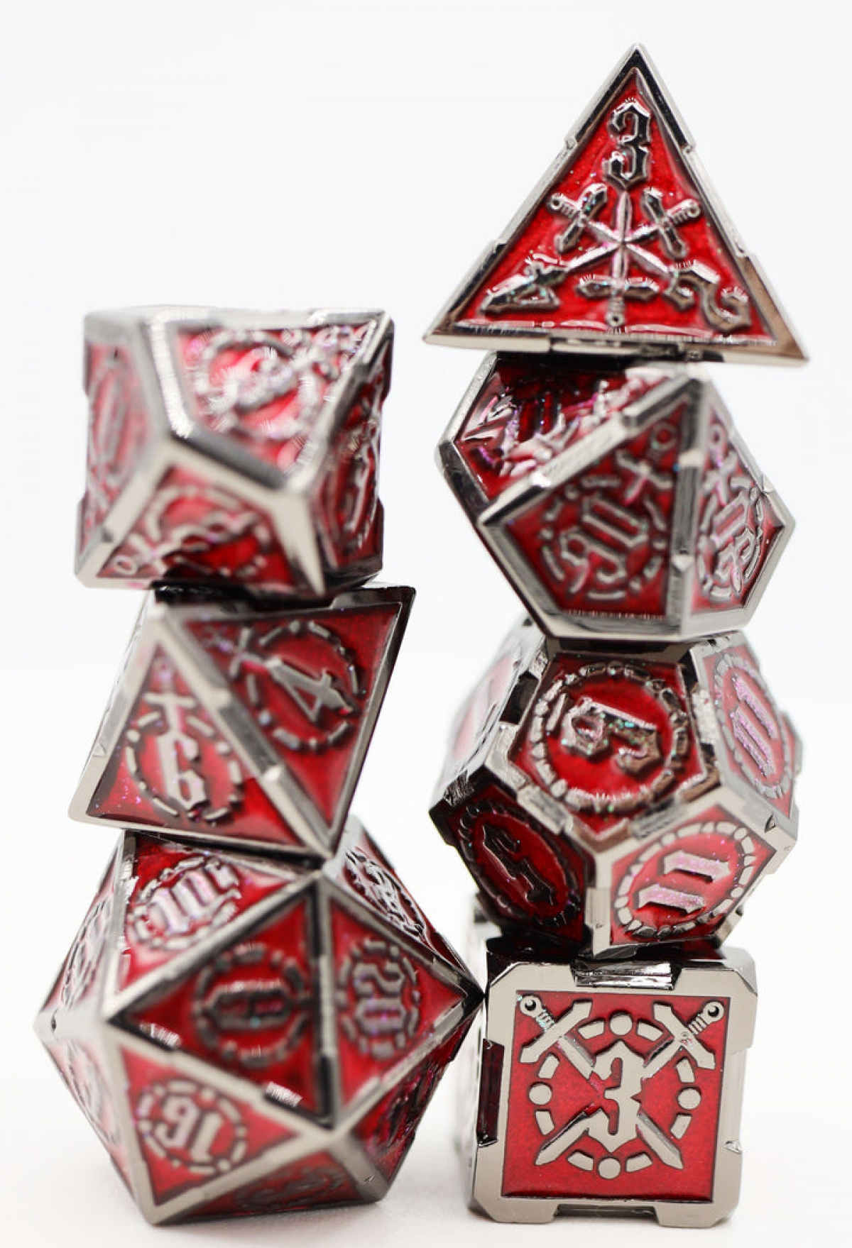 Foam Brain Metal Dice: Crossed Swords - Blood Sword