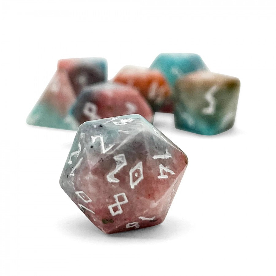 Norse Foundry Stone Dice: Blue & Red Barite
